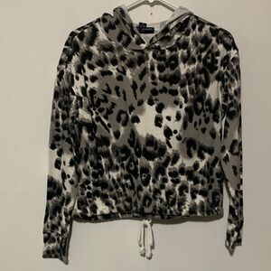 French Laundry Black and White Animal Print Hoodie